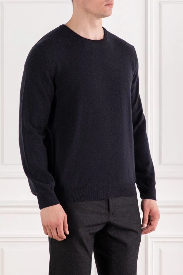 Corneliani men's navy blue wool cashmere crew neck jumper 189185 - photo 3