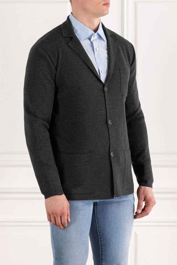 Corneliani knitted wool jacket with patch pockets in gray 189187 - photo 3