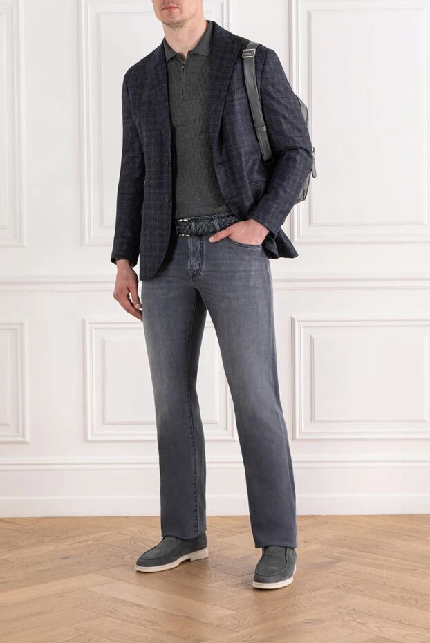 Corneliani поло с длинным рукавом из шерсти с фактурным плетением и молнией 189191 - фото 2