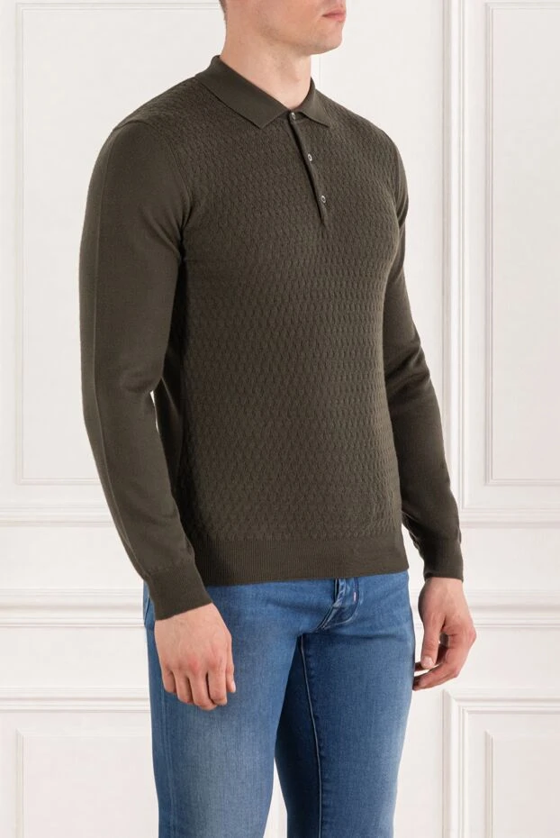 Corneliani long sleeve ribbed knit polo green 189192 - photo 3