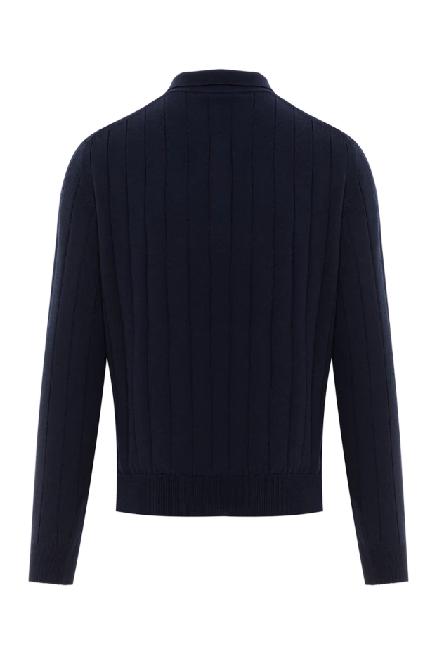 Corneliani long sleeve wool polo shirt blue with textured knit 189193 - photo 2