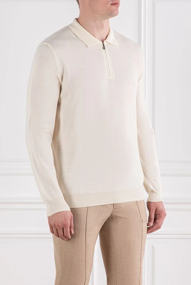 Corneliani cream wool polo with zip fastening 189200 - photo 3