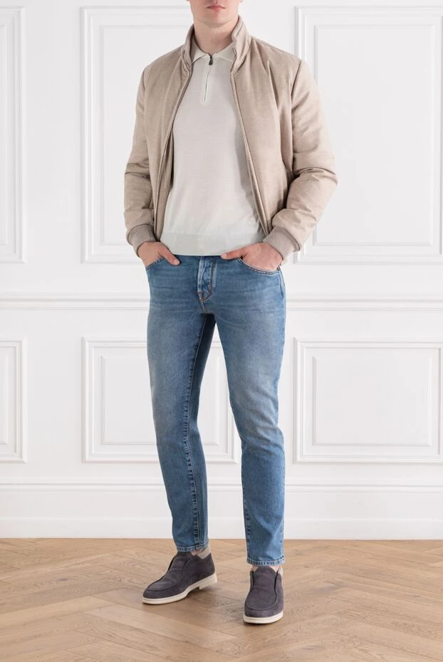 Corneliani long sleeve white wool polo shirt with zip 189201 - photo 2