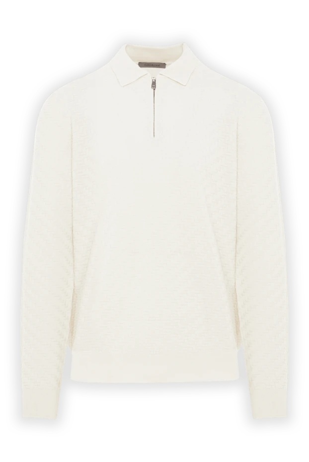 Corneliani white wool polo shirt with long sleeves and zip 189202 - photo 1