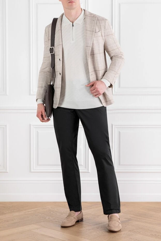 Corneliani white wool polo shirt with long sleeves and zip 189202 - photo 2