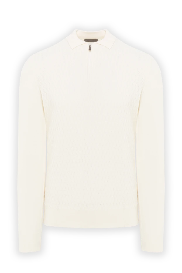 Corneliani long sleeve polo shirt with buttons in ultra-fine wool in white 189203 - photo 1