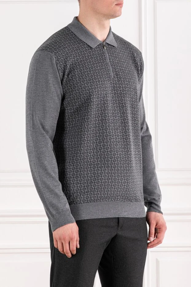 Corneliani geometric jacquard polo long sleeve zip 189209 - photo 3