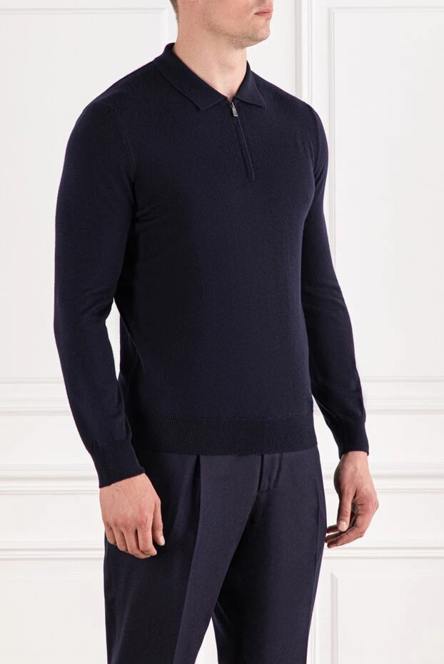 Corneliani polo blue with long sleeves and zipper 189213 - photo 3