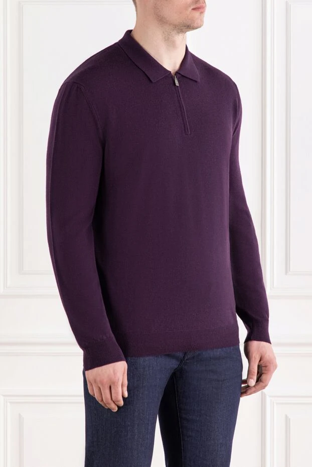Corneliani fine knitted wool polo with zipper and long sleeves 189215 - photo 3