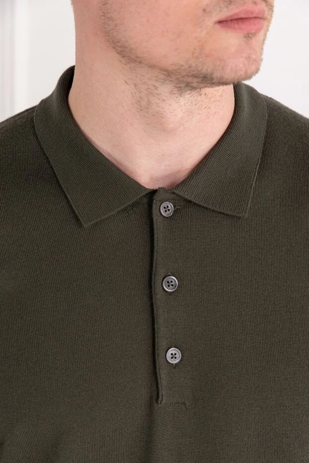 Corneliani green wool long sleeve button down polo shirt 189222 - photo 3
