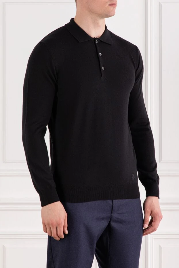 Corneliani black wool long sleeve button down polo shirt 189224 - photo 3