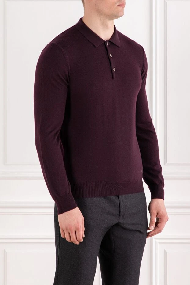 Corneliani wine-colored jersey polo with buttons 189226 - photo 3