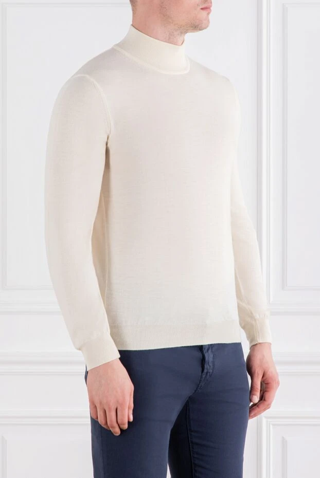 Corneliani white knitted jumper with a stand-up collar made of fine wool 189234 - photo 3