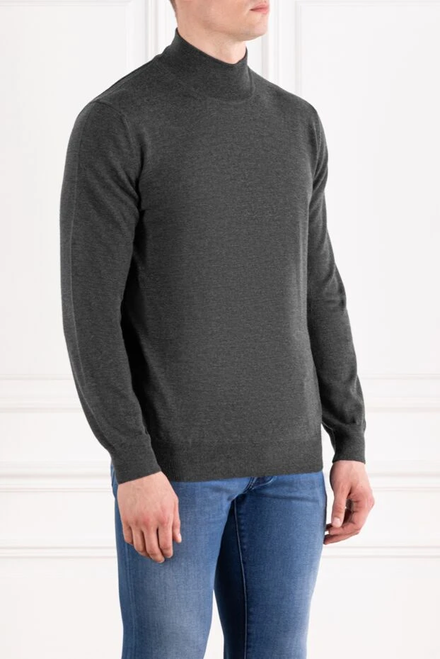 Corneliani men's stand-up collar jumper made of grey wool 189239 - photo 3