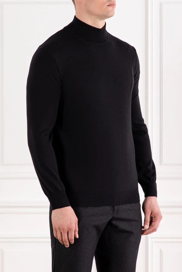 Corneliani men's jumper with a laconic design and a tight neckline, black 189240 - photo 3