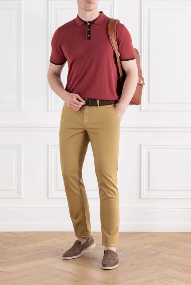 Corneliani men's polo shirt burgundy with contrast placket 189245 - photo 2