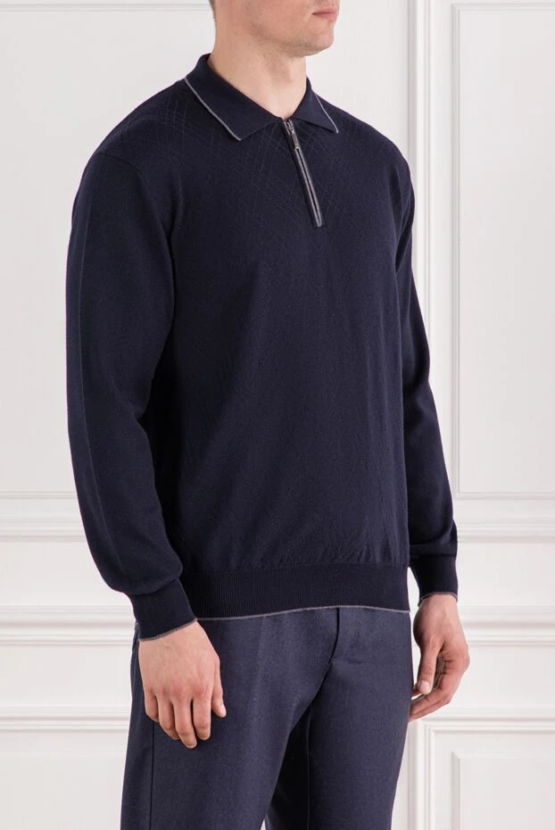 Ferrante polo shirt with zip and embossed pattern in soft retro style 189250 - photo 3