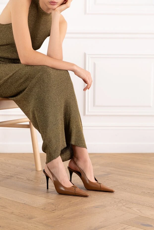 Saint Laurent туфли-лодочки babylone breteuil из гладкой кожи коричневые 189258 - фото 2