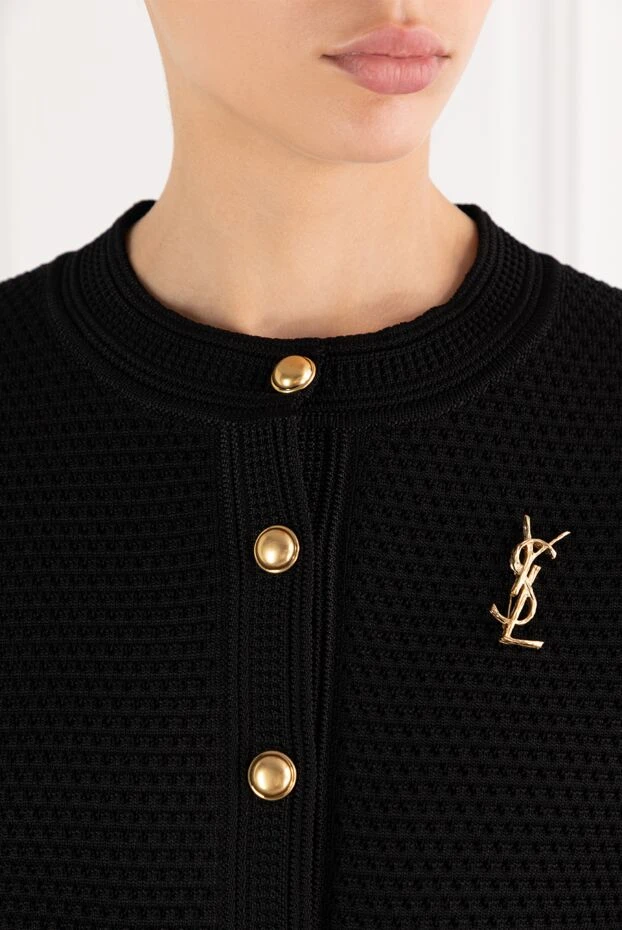 Saint Laurent брошь cassandre с гравированной фактурой 189260 - фото 2