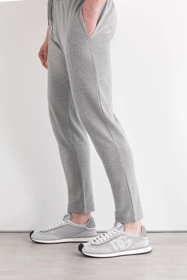 Dolce & Gabbana чоловічі сірі кросівки dg cushion із комбінованих матеріалів 189284 - фото 2