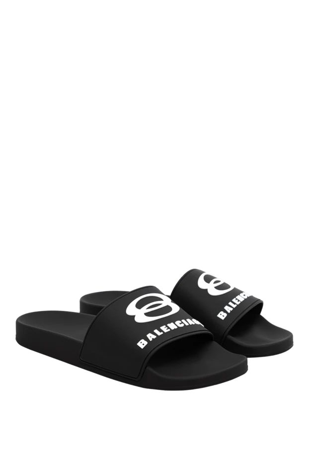 Balenciaga men's black logo pool flip flops 189285 - photo 3