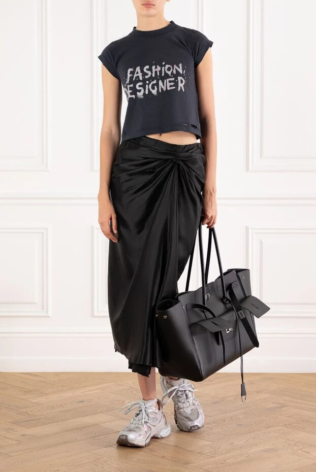 Balenciaga womens designer cropped t-shirt in faded black 189298 - photo 2