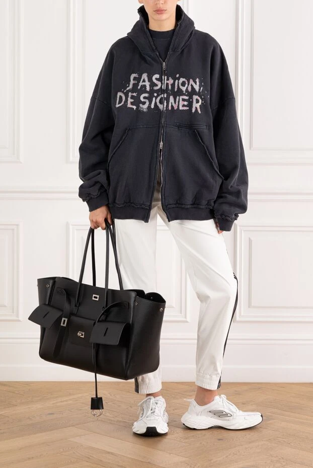 Balenciaga women's hoodie with a hood with a print fashion designer gray 189316 - photo 2