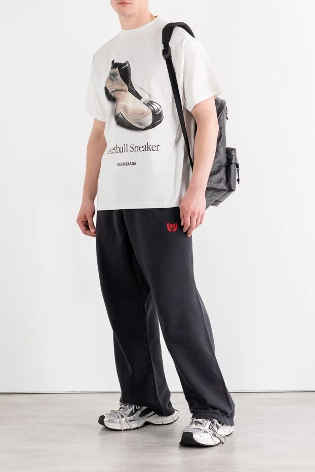 Balenciaga футболка з графічним принтом basketball sneaker з бавовни біла 189327 - фото 2
