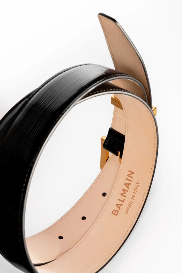 Balmain жіночий пояс зі смугастої лакованої чорної шкіри. 189339 - фото 2