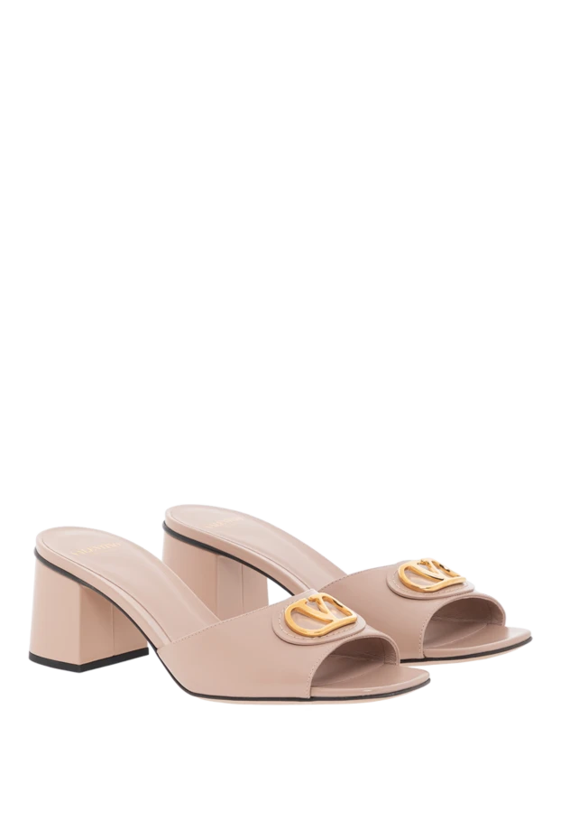 Valentino босоніжки slide з телячої шкіри з оздобленням vlogo signature бежеві 189347 - фото 3