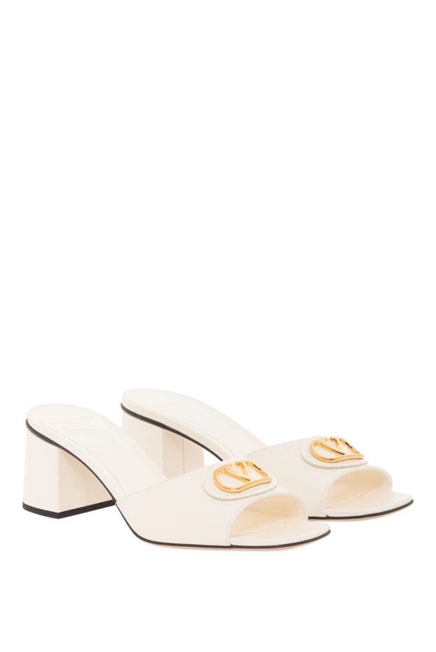 Valentino босоніжки slide із телячої шкіри з оздобленням vlogo signature білі 189348 - фото 3