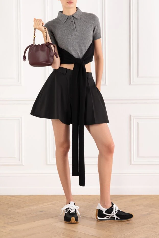Loewe black cotton silk shorts with pleats for women 189351 - photo 2