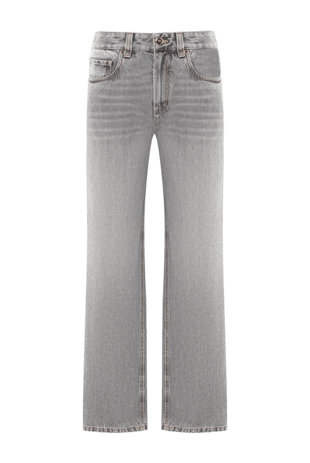 Brunello Cucinelli women's gray flared jeans with scuffs made of cotton 189362 - photo 1