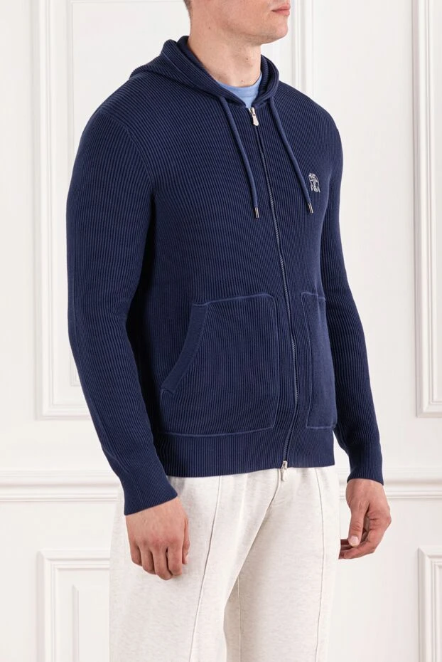 Brunello Cucinelli кофта на блискавці чоловіча бавовняна в рубчик з кишенями 189375 - фото 3