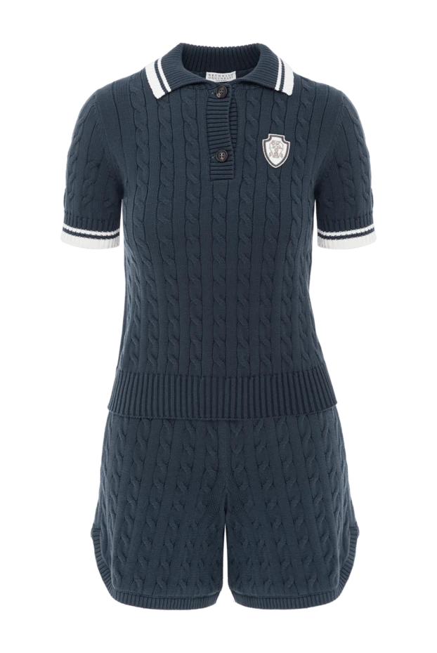 Brunello Cucinelli suit knitted polo with shorts made of cotton with logo blue 189376 - photo 1