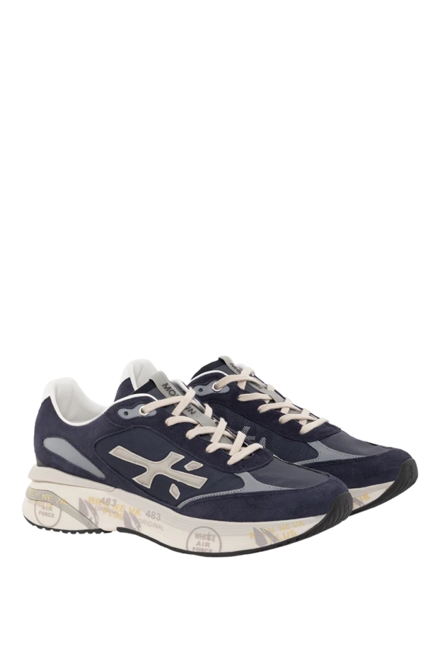 Premiata кроссоовки moe run синие мужские с инновационной подошвой из pebax 189384 - фото 3