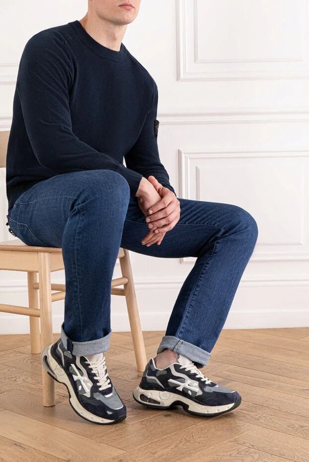 Premiata кроссовки sharky из инновационных материалов синие мужские 189389 - фото 2