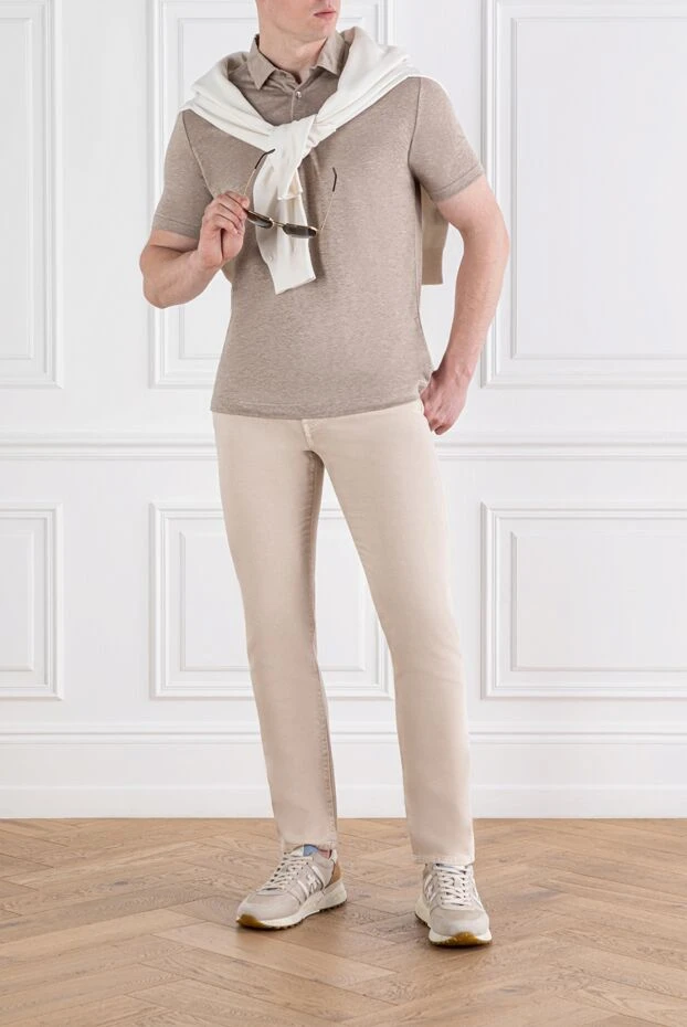 Loro Piana classic linen jersey polo shirt beige mens 189394 - photo 2