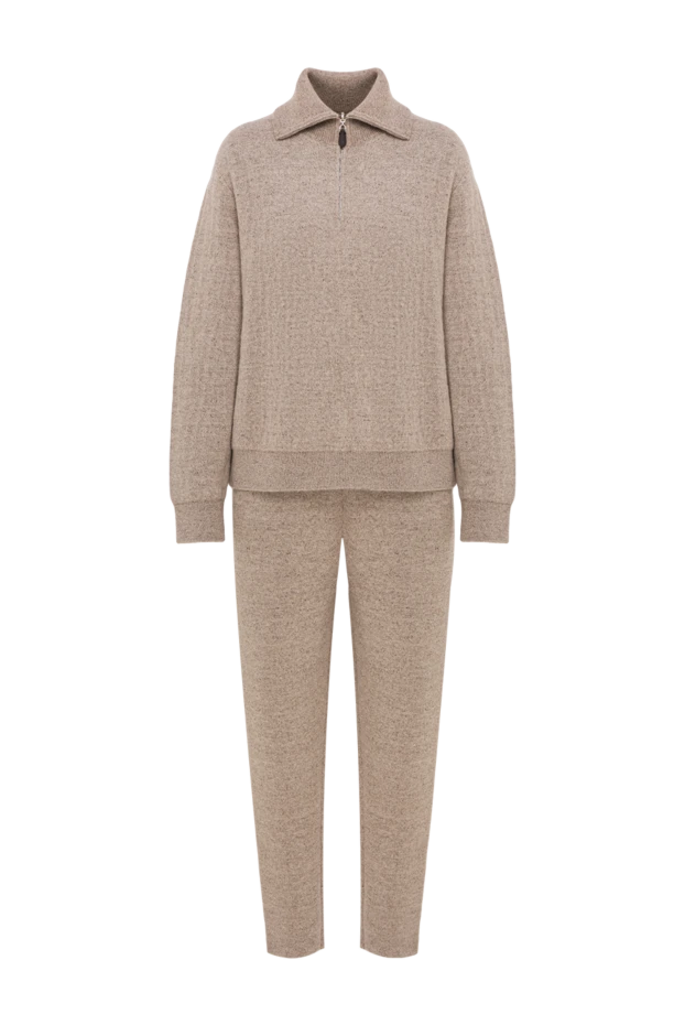 Бежевый прогулочный костюм Ferrioli с полумолнией из кашемира и льна - фото 1