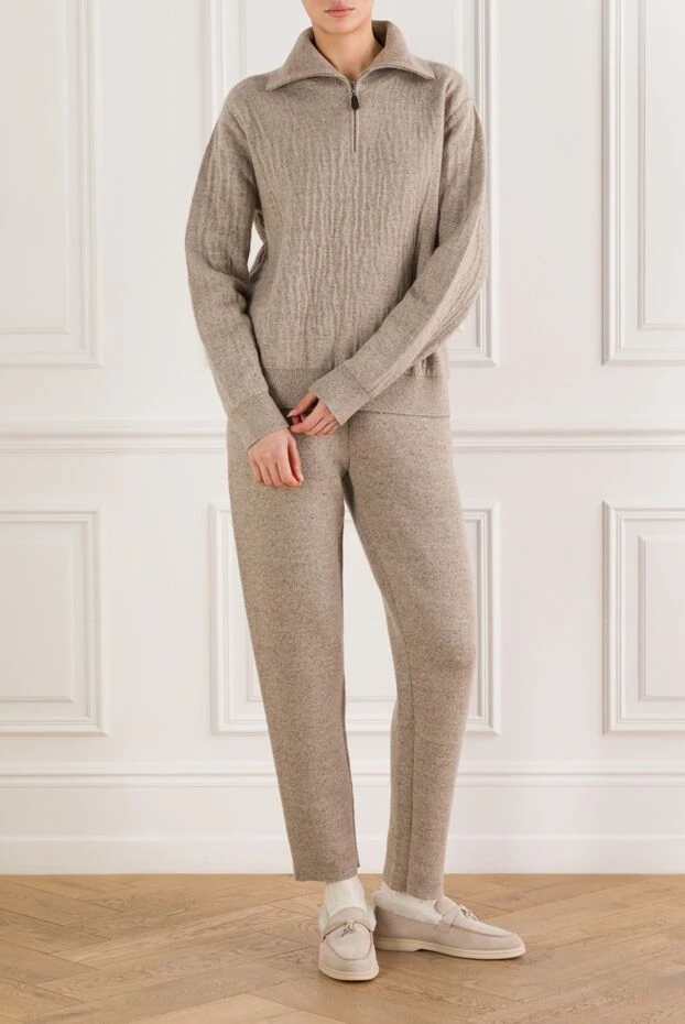 Loro Piana feriolo beige half-zip cashmere and linen walking suit 189397 - photo 2