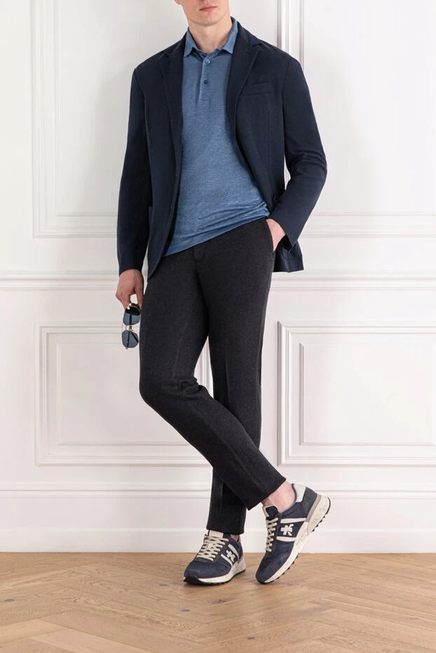 Loro Piana novalis classic trousers in double layer cashmere jersey blue 189399 - photo 2