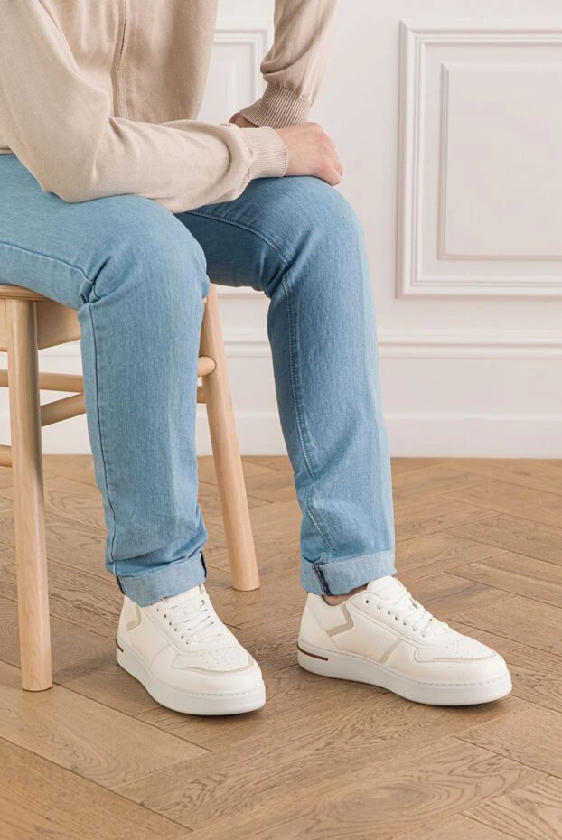 Loro Piana кросівки зі шкіри із замшевою обробкою newport walk білого кольору 189402 - фото 2