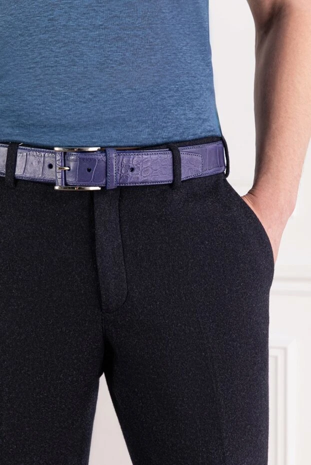 Tardini blue alligator leather belt for men 189412 - photo 2