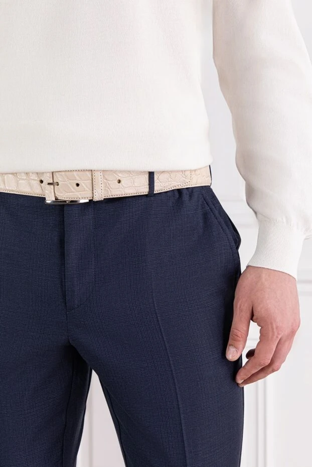 Tardini white alligator leather belt for men 189414 - photo 2