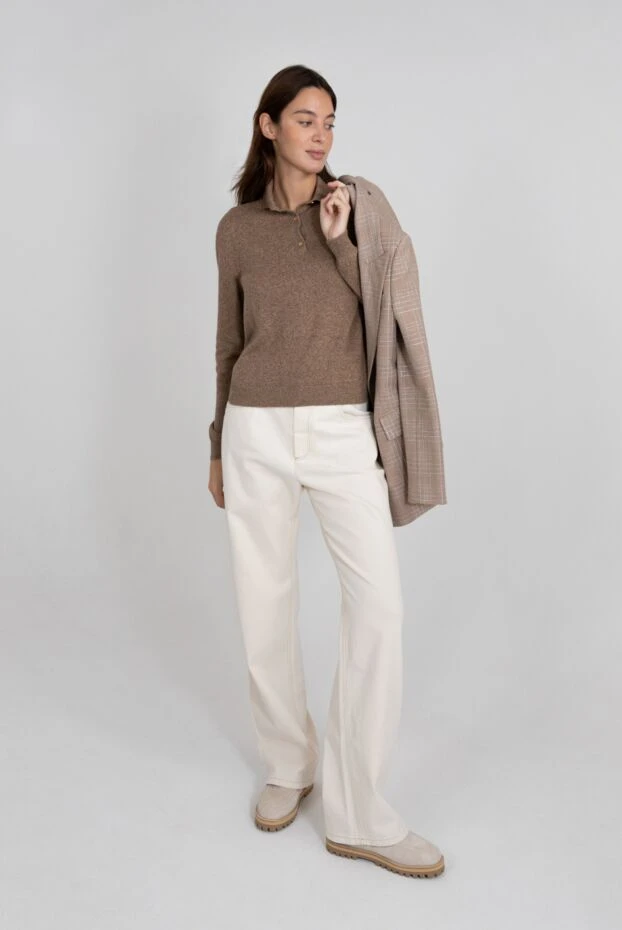 Loro Piana colonno long sleeve polo shirt in soft cashmere brown 189419 - photo 2