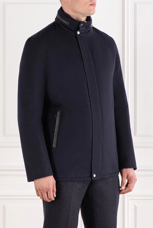 Seraphin men's cashmere parka with fur and leather inserts blue 189556 - photo 3