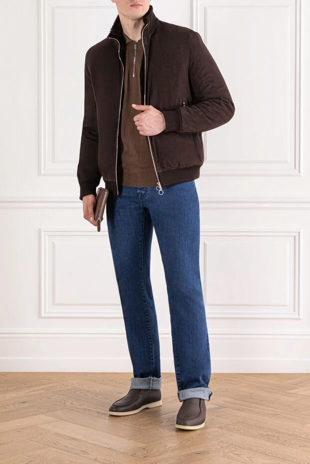 Seraphin suede bomber jacket with natural fur, brown, men's 189559 - photo 2