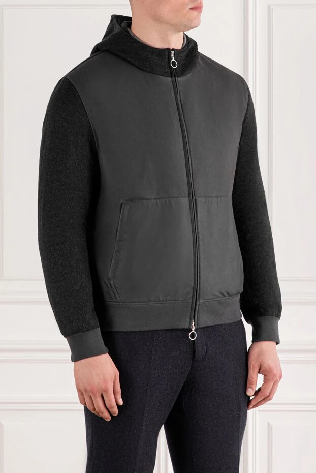 Seraphin demi-season men's jacket with combined sleeves and a hood 189562 - photo 3