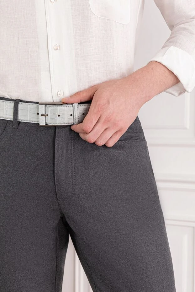 Cesare di Napoli blue men's belt made of genuine alligator leather 189571 - photo 2