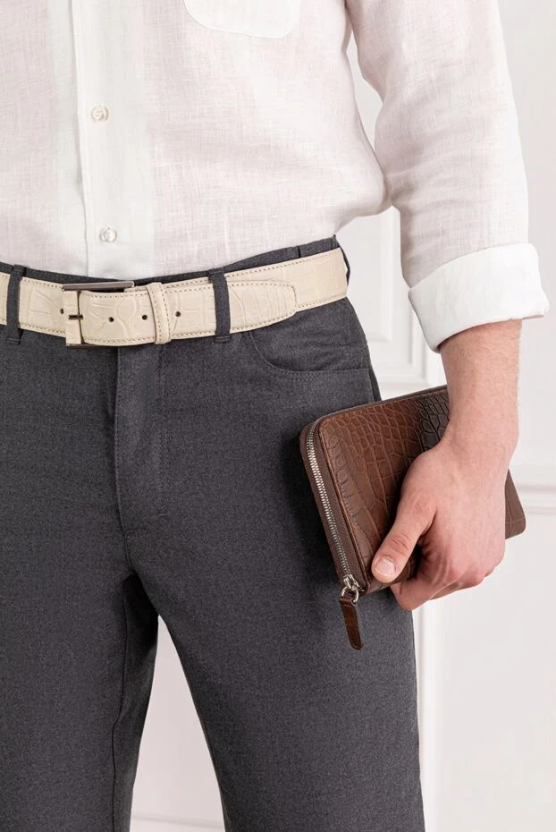 Cesare di Napoli men's white alligator leather belt 189573 - photo 2